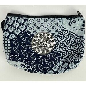 Cosmetic Makeup Case Travel Zip‎ Bag Elephant Toiletry Organizer Blue Patchwork